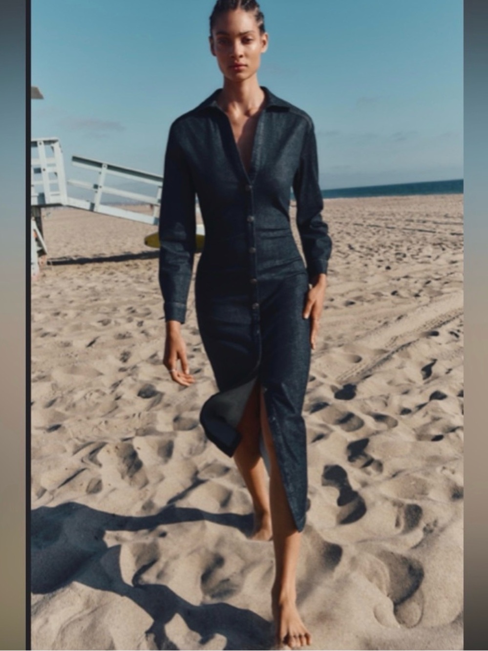 Zara Maxi Dress--Stretch Denim Shirtdress, Like New